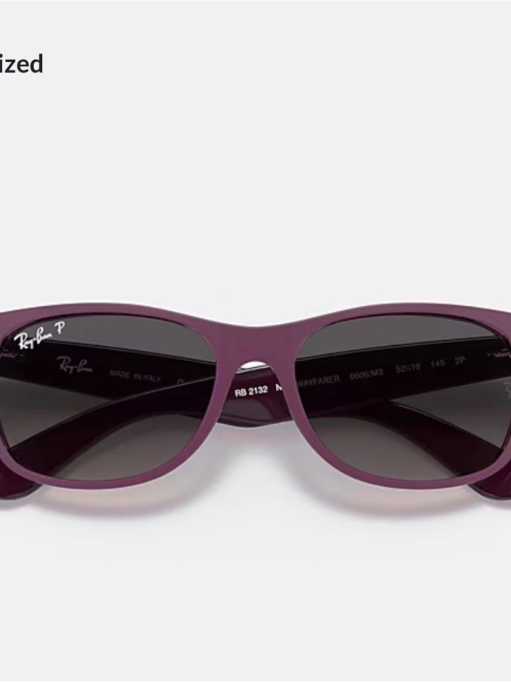 Ray-Ban Unisex women’s men’s Purple Frame Sunglasses with Dark Lenses